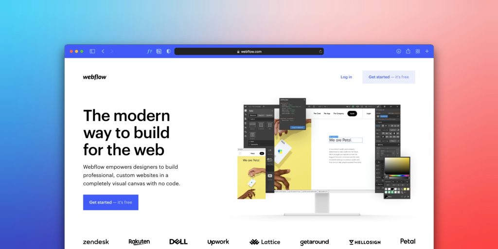 Webansicht der Webflow Oberfläche